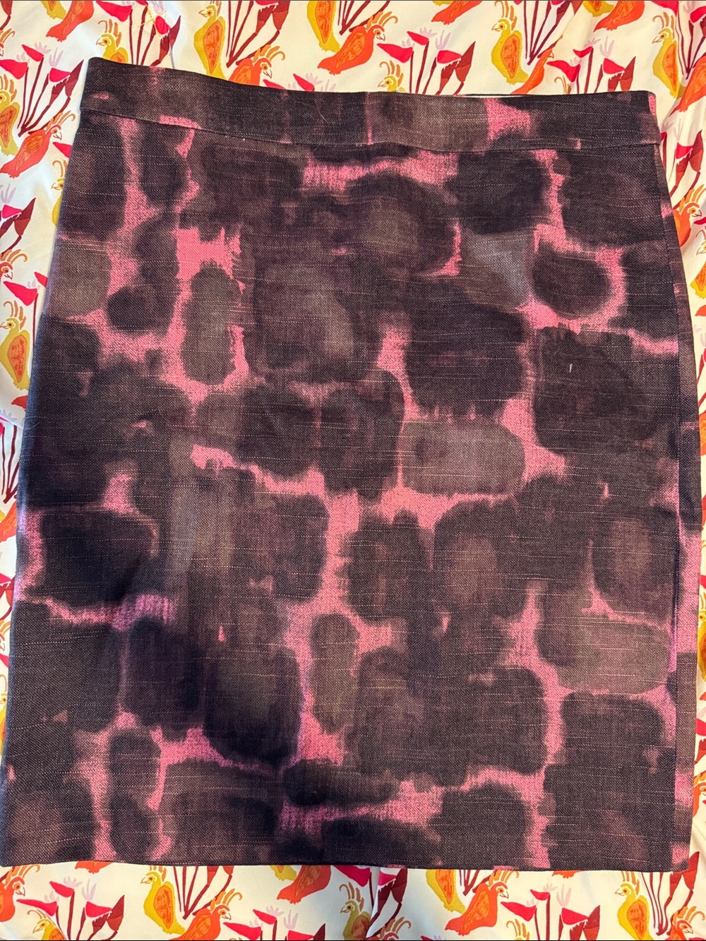 Women's Pink and Black Patterned Pencil Skirt